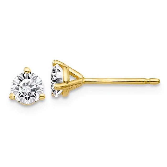 Stellar theme earrings-14k Yellow Gold 1/2ct 4mm Round Moissanite 3-Prong Martini Post Earrings