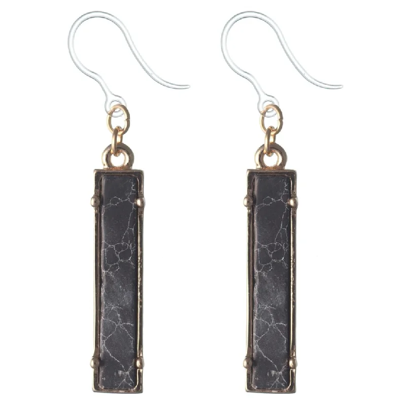 Faux Stone Bar Dangles Hypoallergenic Earrings for Sensitive Ears Made with Plastic Posts