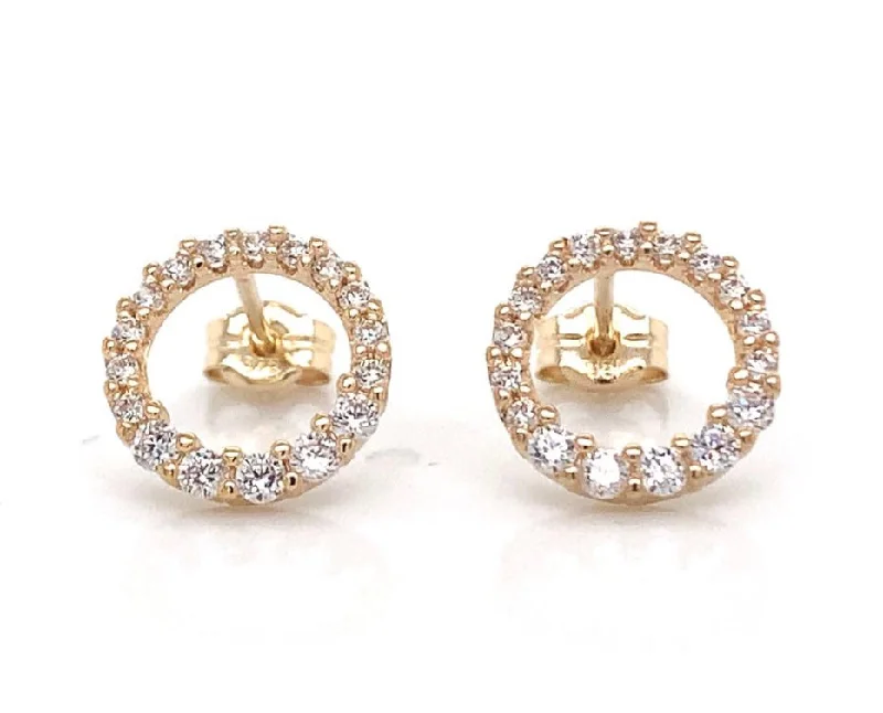 Cord bead earrings-9ct Yellow Gold Graduated Cz 10.5mm Circle Stud Earrings