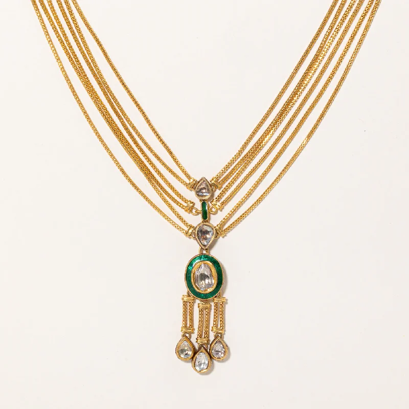 Family birthstone necklaces-Diamond & Enamel Rope Necklace | 1.30ctw |