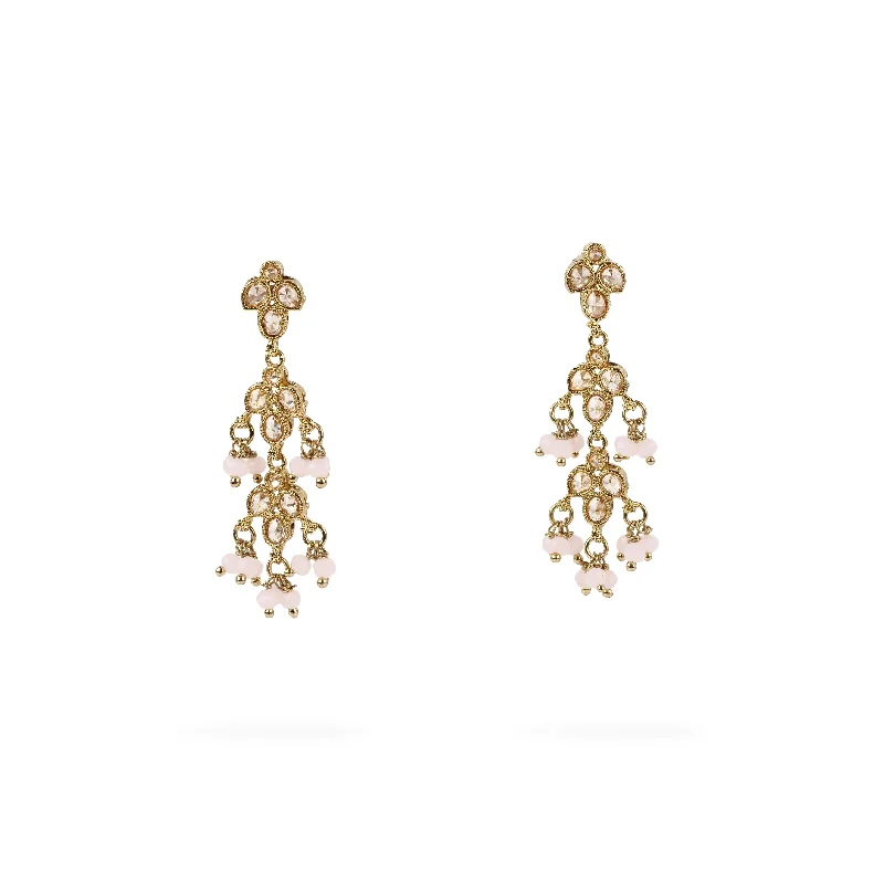 Art deco drop earrings-Mila Drop Earrings in Light Pink