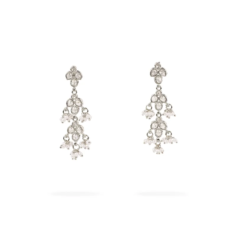 Thick tier earrings-Mila Drop Earrings in Rhodium