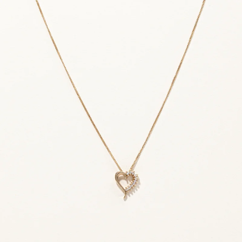 Bow knot necklaces-Diamond Heart Pendant Necklace | 0.10ctw | 16"|