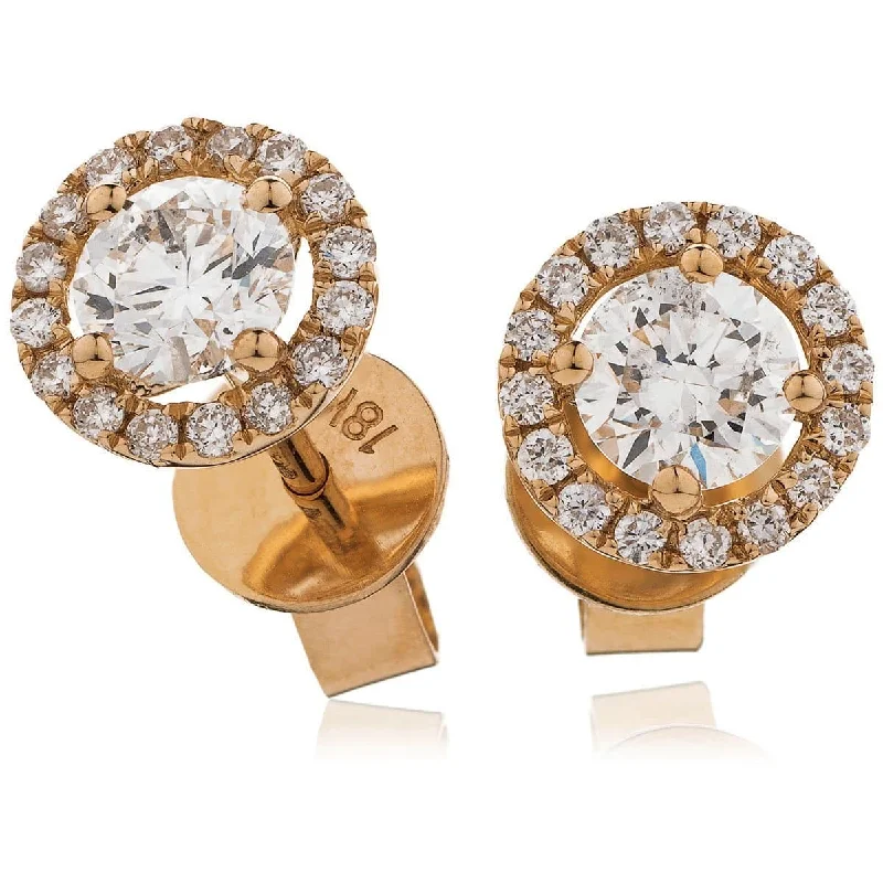 Victorian style earrings-ROSE GOLD HALO DIAMOND EARRINGS