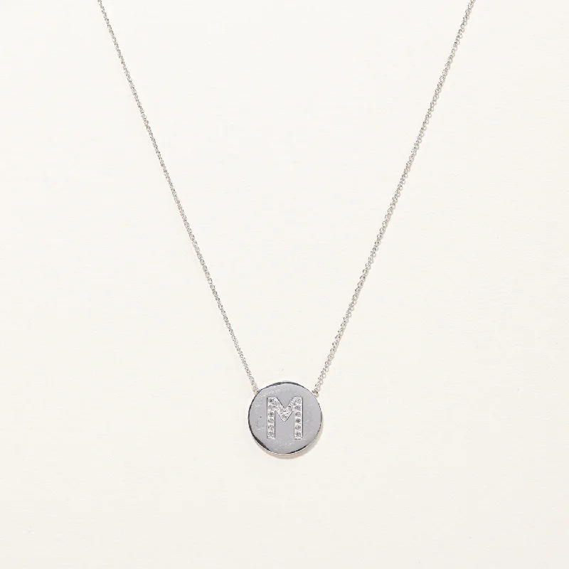 Silk cord necklaces-Diamond M Letter Necklace | 0.06ctw | 16"|