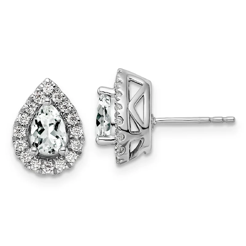 Polished art earrings-White Sapphire Diamond Halo Earrings