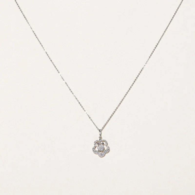 Light filigree necklaces-Diamond Flower Necklace | 0.14ctw | 16.5" |