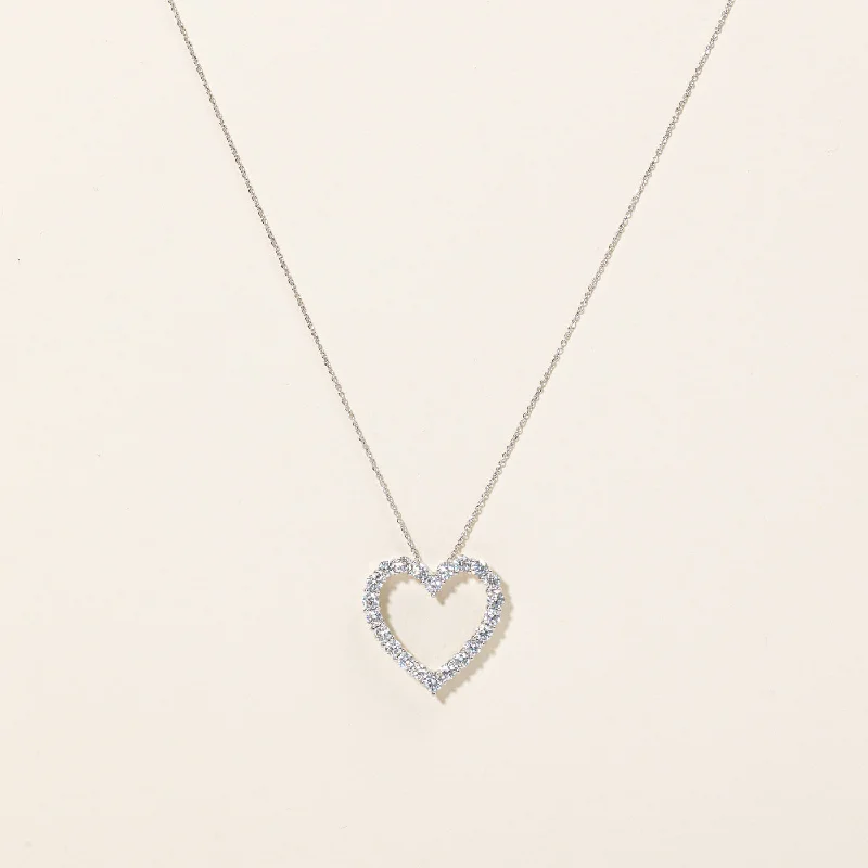 Fine beaded necklaces-Diamond Heart Pendant & Necklace | 1.76ctw | 18" |