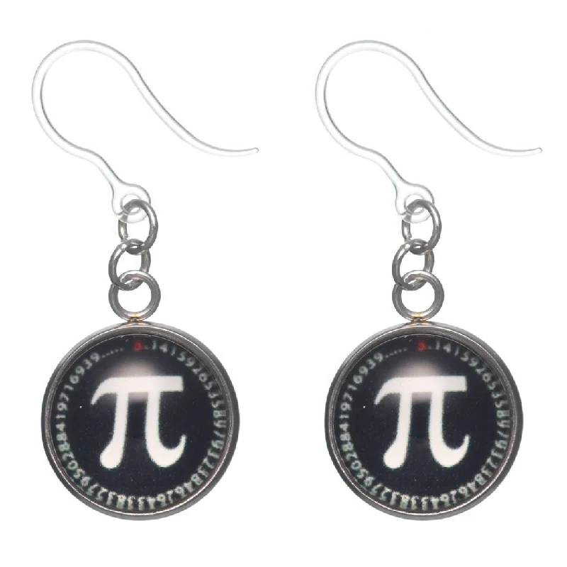 Glass Pi Dangles Hypoallergenic Earrings for Sensitive Ears Made with Plastic Posts