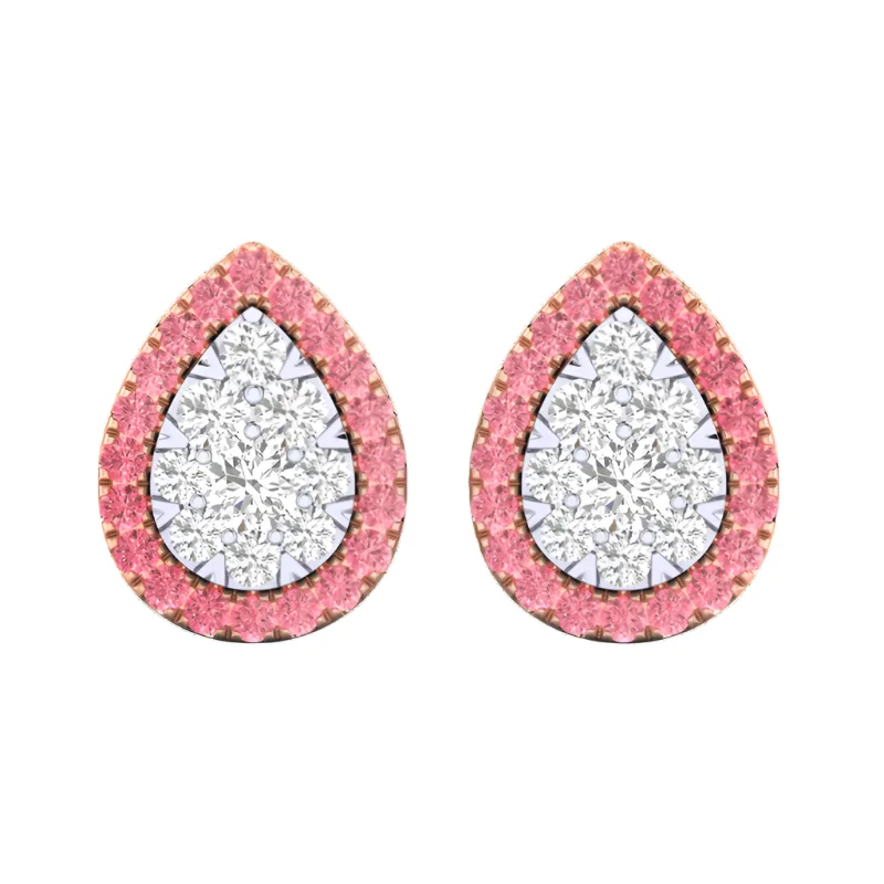 Loop knot earrings-1ctw Pink Lab Grown Diamond Earrings