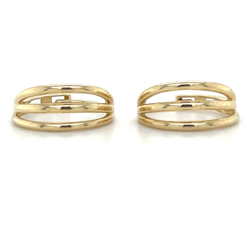 Reed style earrings-9ct Yellow Gold Triple Hoop Earrings