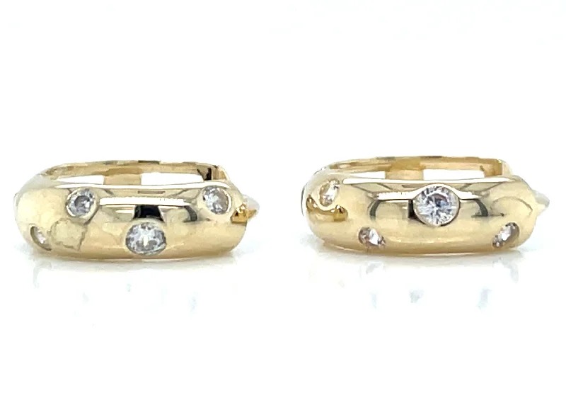 Pure star earrings-9ct Yellow Gold Hoop Earrings With Scattered Cz