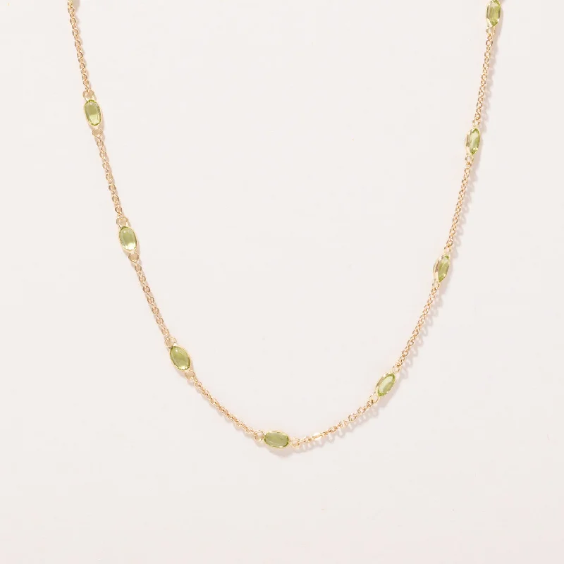 Multi-chain necklaces-Peridot Link Necklace | 2.95ctw | 18" |