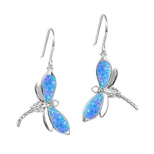 Stellar theme earrings-Sterling Silver Blue Opal Dragonfly Earrings by Alamea