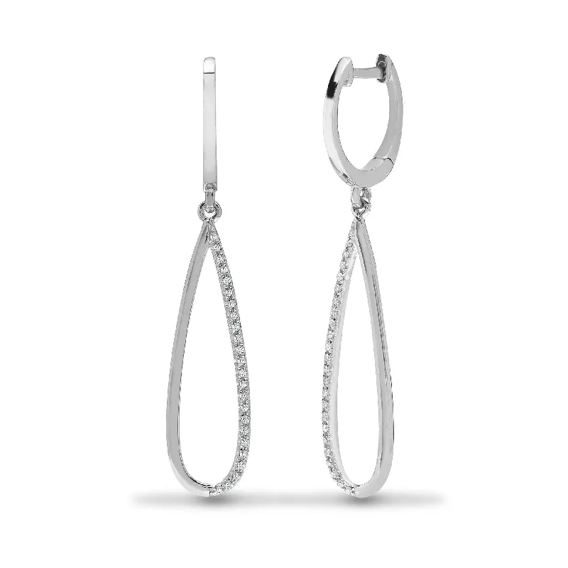 Two-sided earrings-DIAMOND DROP EARRINGS IN 9K WHITE GOLD