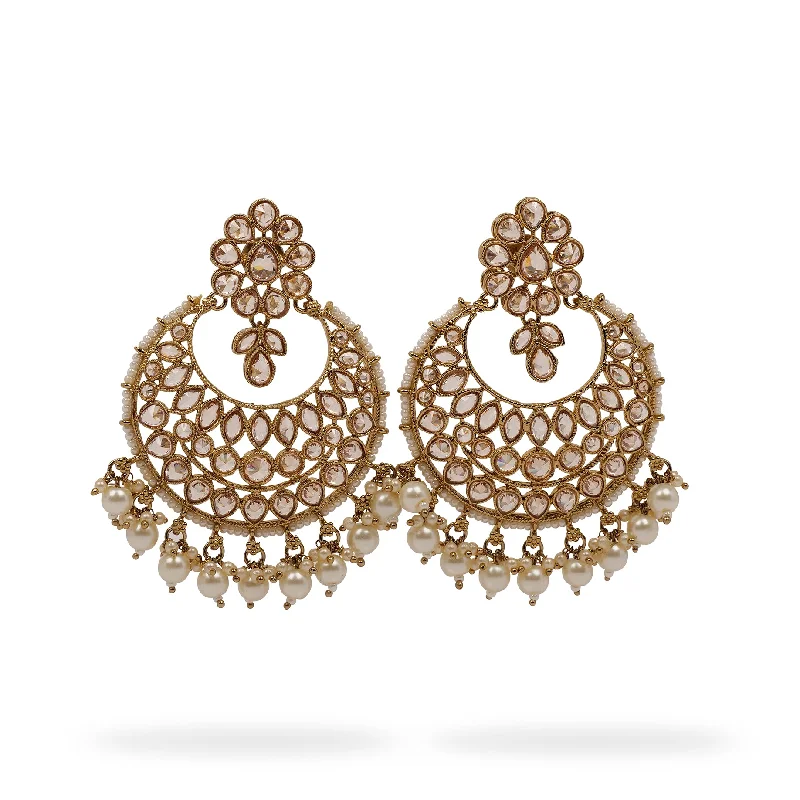 Rover weave earrings-Nara Chaandbali Earrings in Pearl