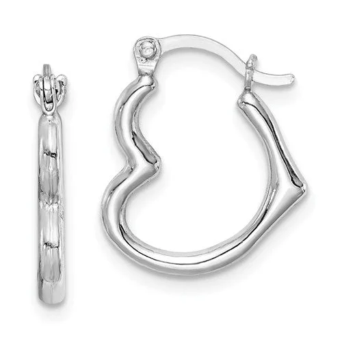 Light drop earrings-Sterling Silver Heart Hinged Hoop Earrings