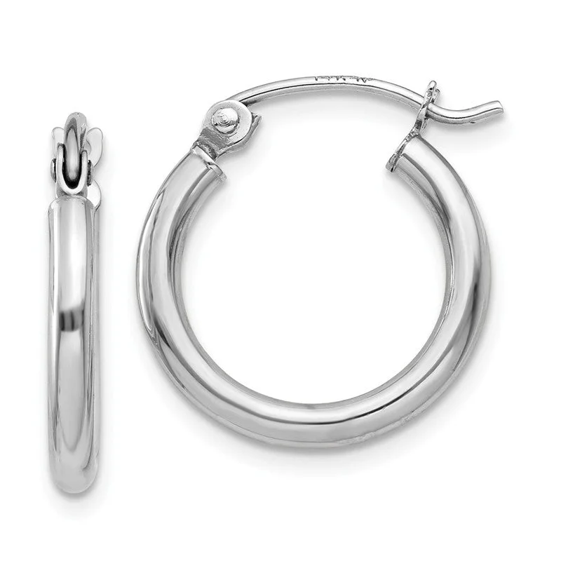 Art deco drop earrings-14K White Gold Lightweight 15mm x 2mm Hoop Earrings