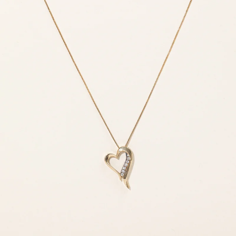 Stellar charm necklaces-Diamond Heart Pendant & Necklace | 0.20ctw | 18" |