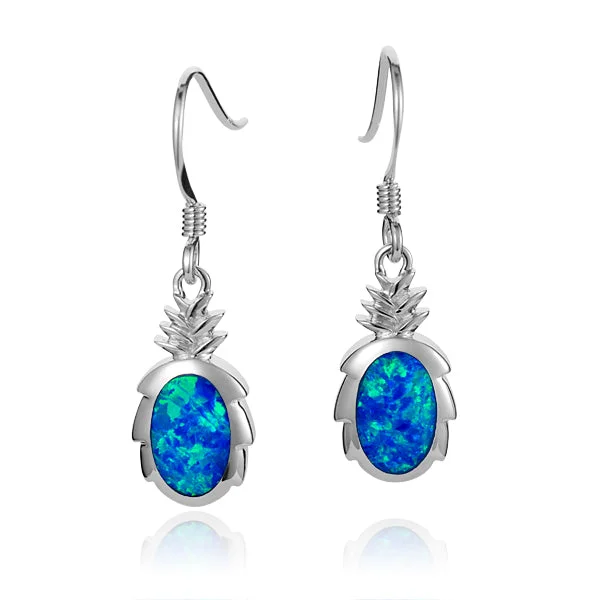 Bold bar earrings-Sterling Silver Alamea Blue Opal Pineapple Dangle Earrings