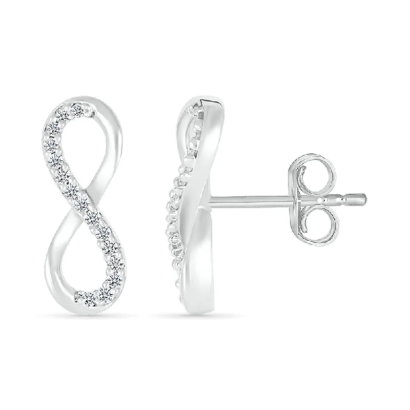 Satin silver earrings-.06ctw Diamond Infinity Stud Earrings