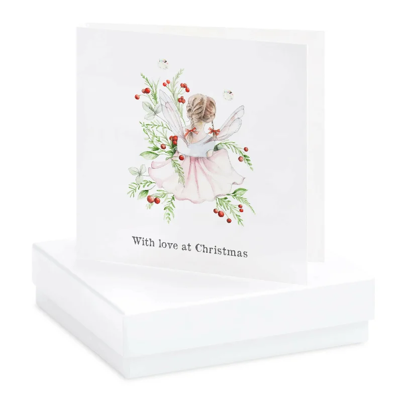 Sterling Silver Stud Earrings on Christmas Fairy Card  - Boxed Christmas Card - Gifts for Her