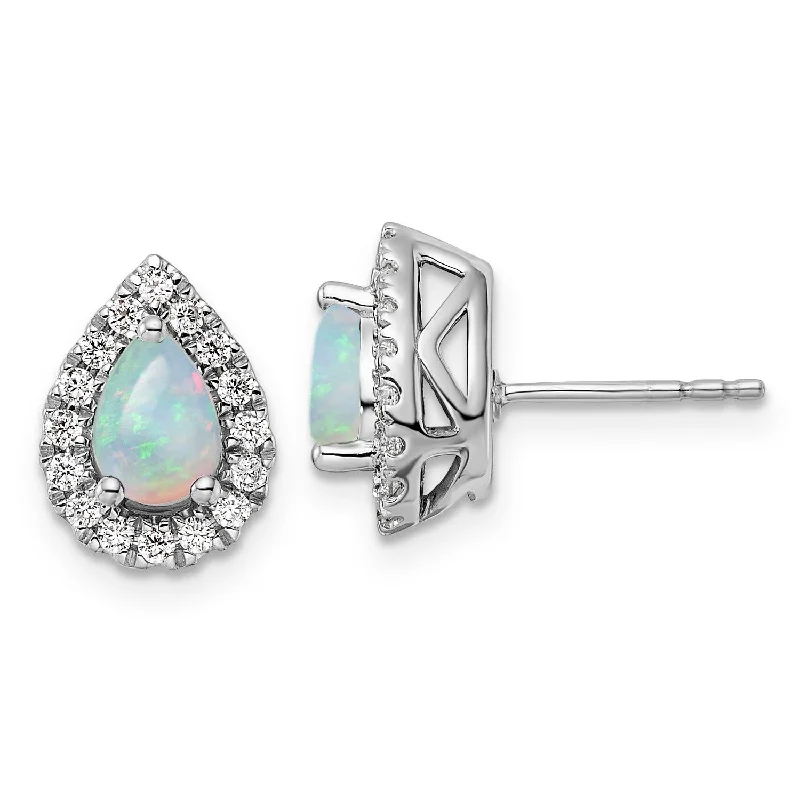 Guardian eye earrings-Opal Diamond Halo Earrings