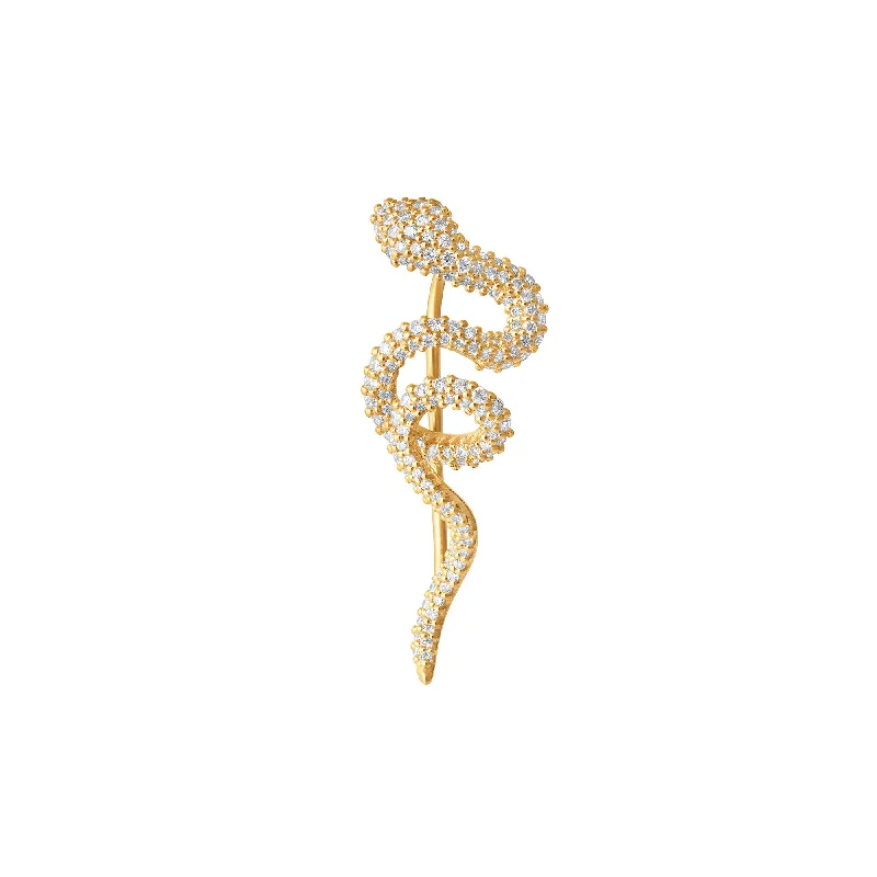 Snakes Crawler Pavé 18K Gold Earring w. Diamonds