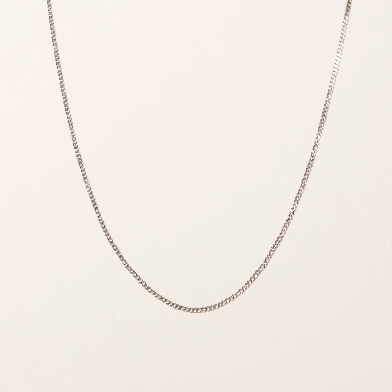 Antique bronze necklaces-14k White Gold Curb Link Chain | 16"