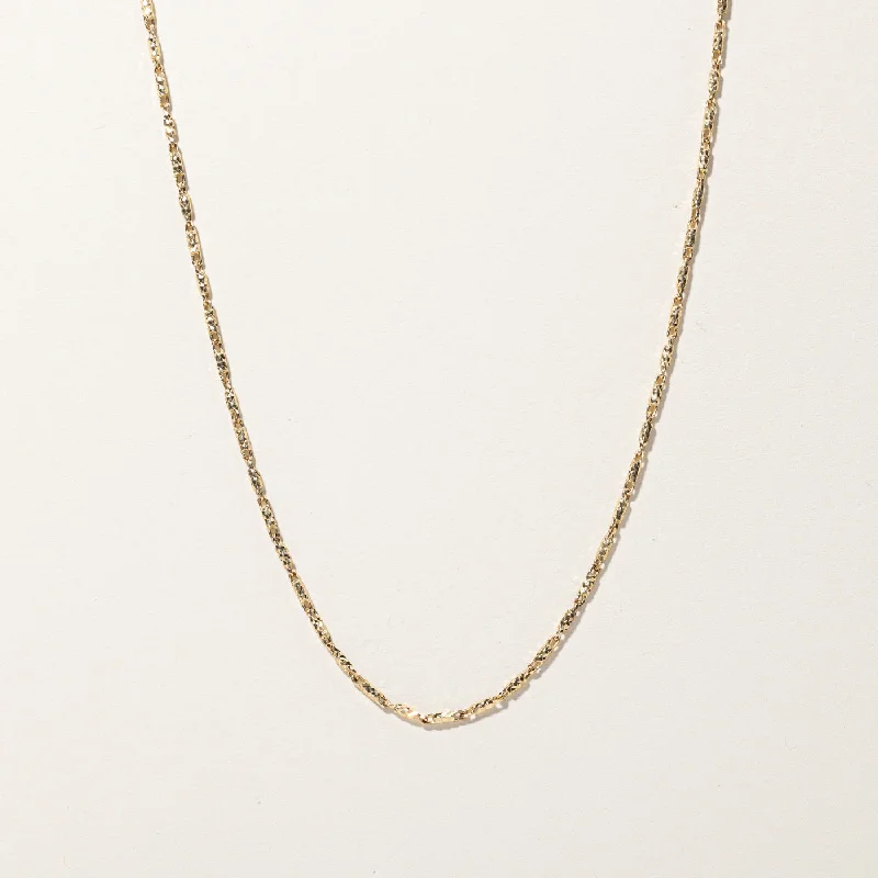 Emerald drop necklaces-Yellow Gold Textured Gold Chain | 18"|