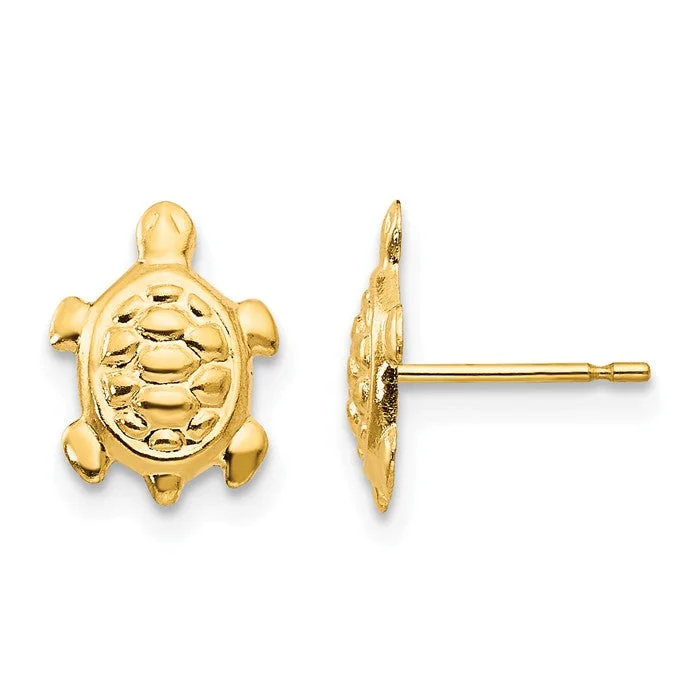 Fine bead earrings-14k Yellow Gold Solid Turtle Post Earrings