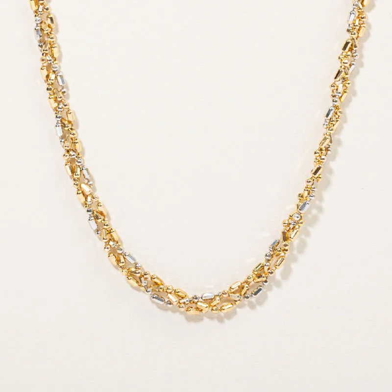 Old style necklaces-18k Two Tone Gold Bead Link Chain | 22" |