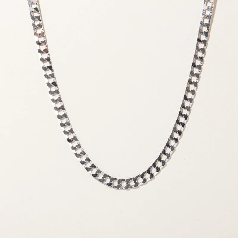 Light filigree necklaces-10k White Gold Curb Link Chain | 22" |