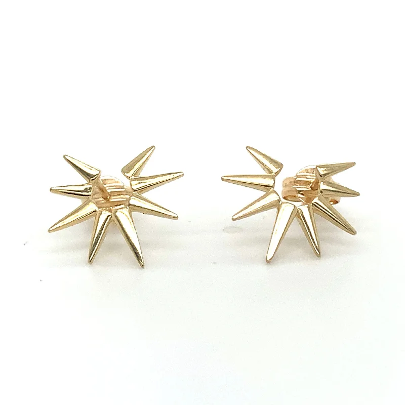 Raised disc earrings-9ct Yellow Gold Sun Stud Earrings