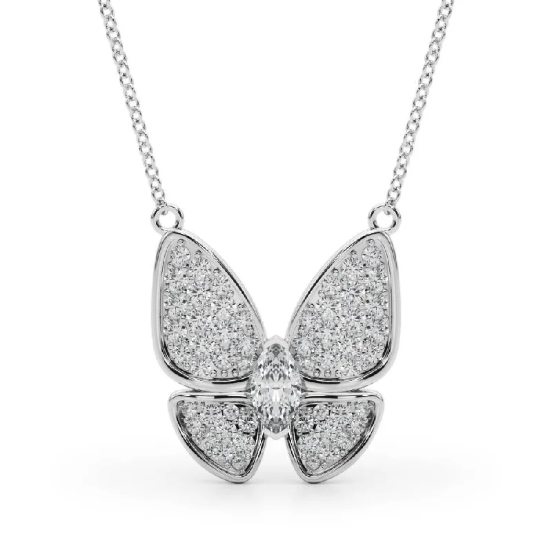 Topaz pendant necklaces-Butterfly Necklace 2/5Ctw