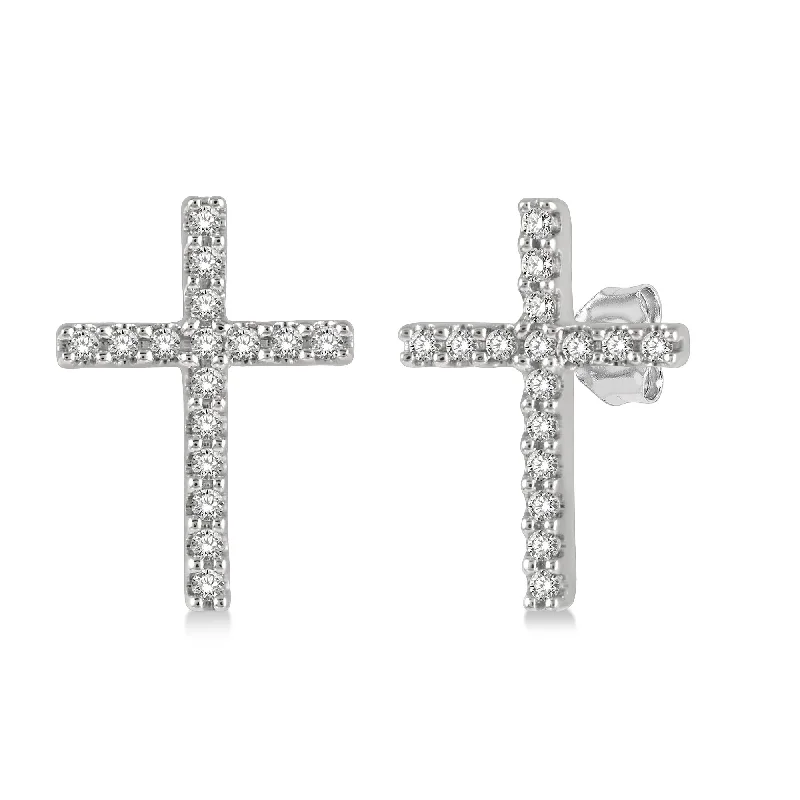 Loop knot earrings-Ashi .10ctw Diamond Cross Stud Earrings