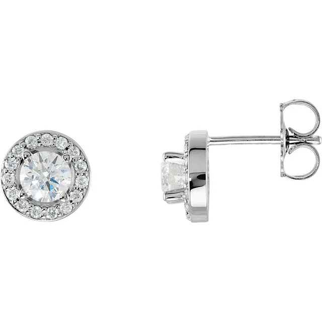 Freshwater pearl earrings-14K White Gold Moissanite & 1/6 CTW Natural Diamond Earrings