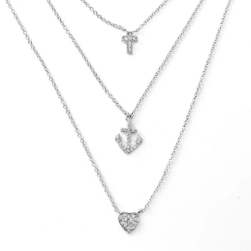 Ethnic braid necklaces-Cross Anchor Heart Necklace