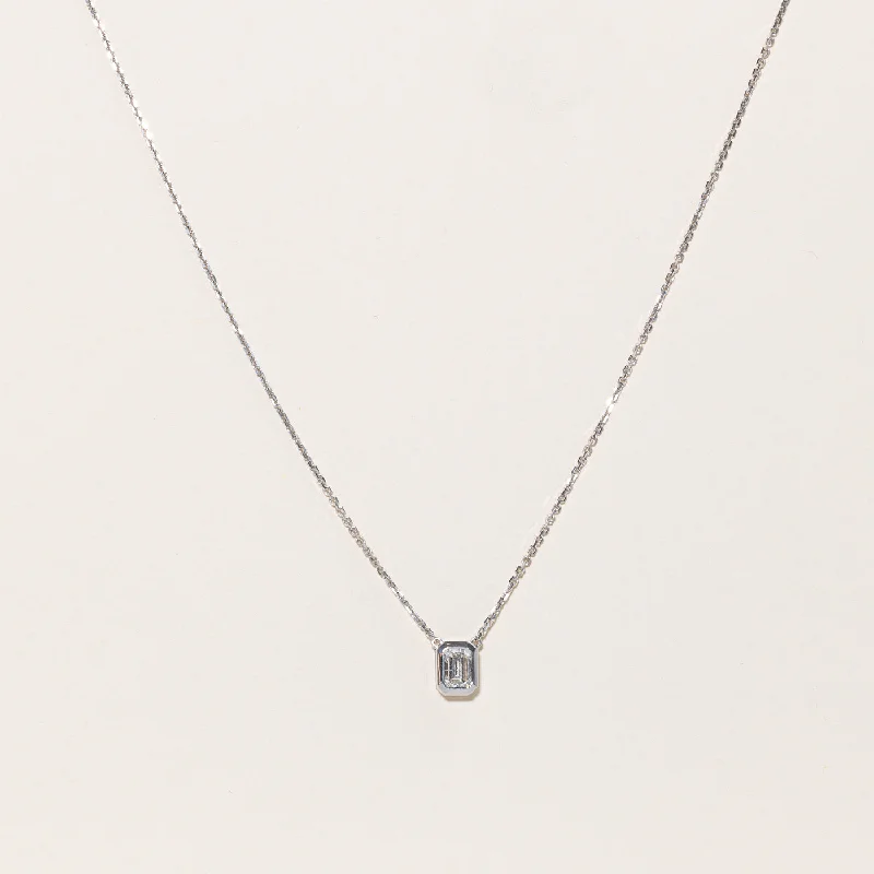 Plain cross necklaces-White Gold & Emerald Cut Diamond Necklace | 1.09ct | 18" |