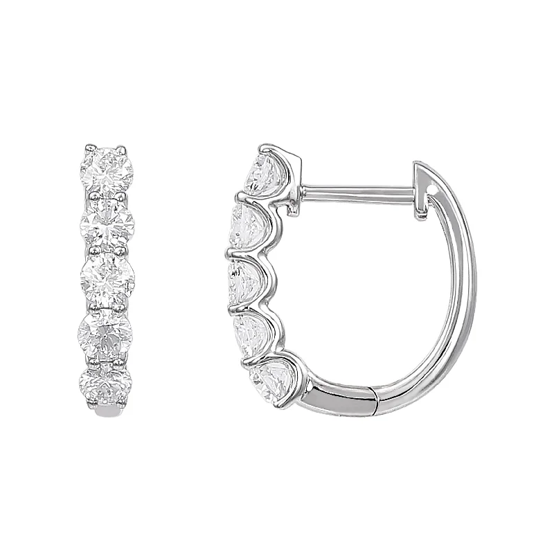 Smooth design earrings-1ctw Lab Grown Diamond Hoop Earrings