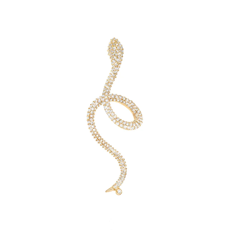 Snakes Pavé 18K Gold Earring w. Diamonds