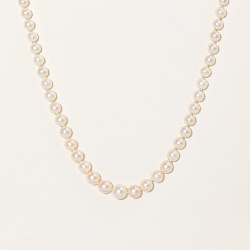 High gloss necklaces-Cultured Pearl & Diamond Necklace | 0.03ct | 20" |