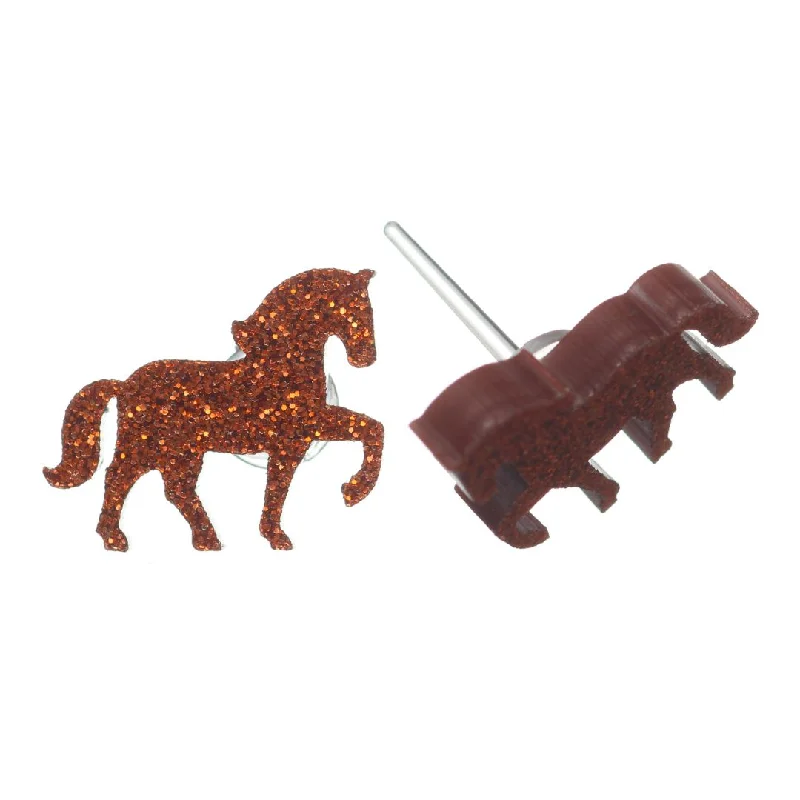 Horse Studs Hypoallergenic Earrings for Sensitive Ears Made with Plastic Posts