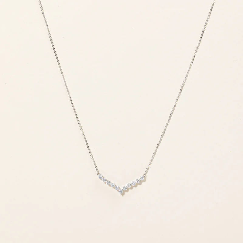 Organic woven necklaces-Diamond Scoop Necklace | 0.77ctw | 16" |