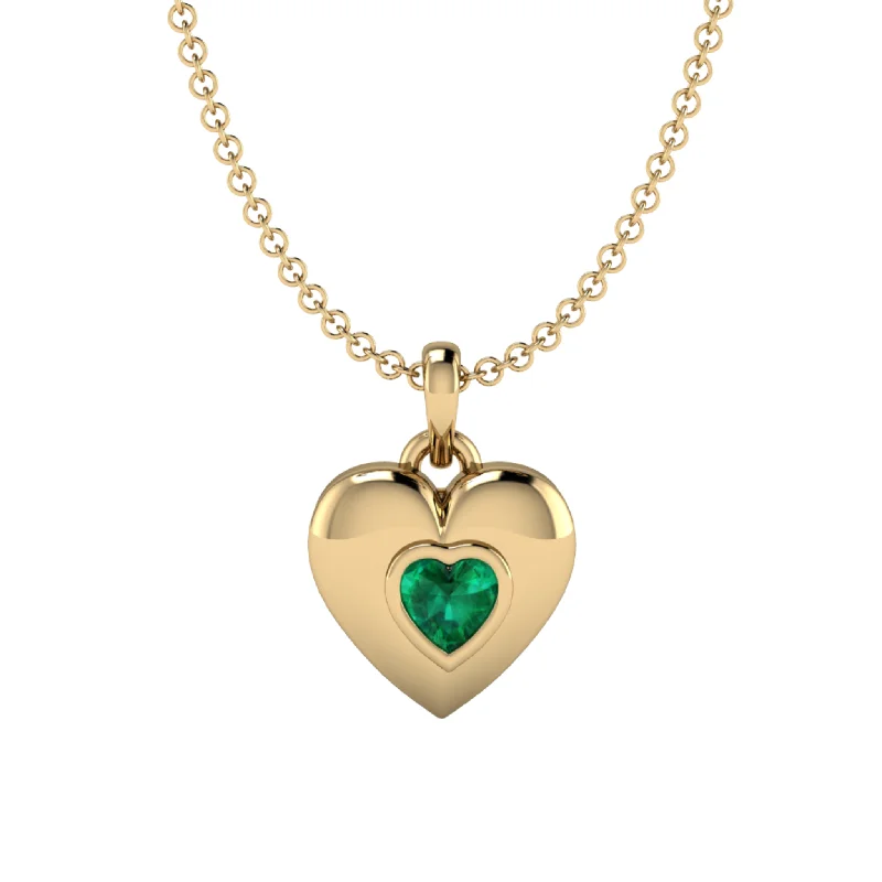 Cebu style necklaces-Emerald Heart Necklace | 14K Gold Emerald Heart Pendant