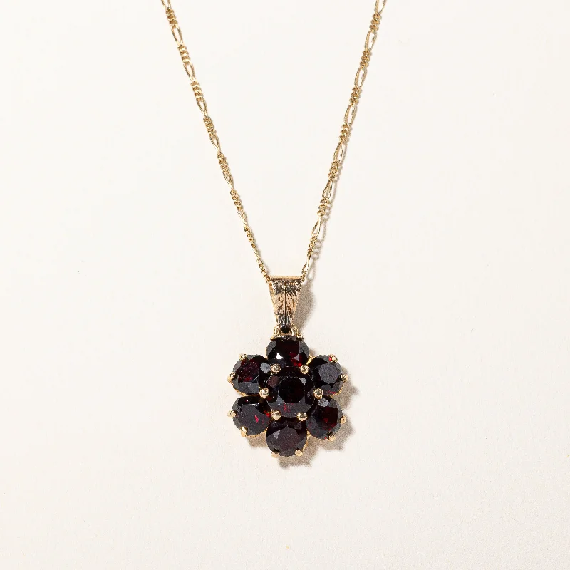 Wool thread necklaces-Vintage Italian Garnet Cluster Pendant and Necklace | 5.50ctw | 18" |