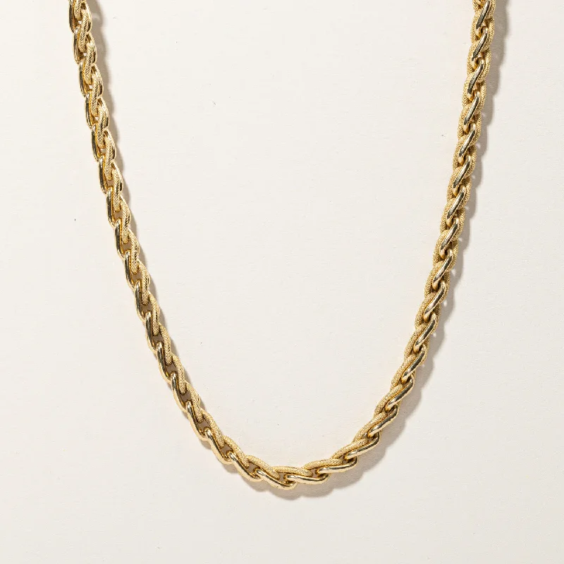 Deer charm necklaces-Italian 'Birks' Braided Yellow Gold Necklace | 18"|