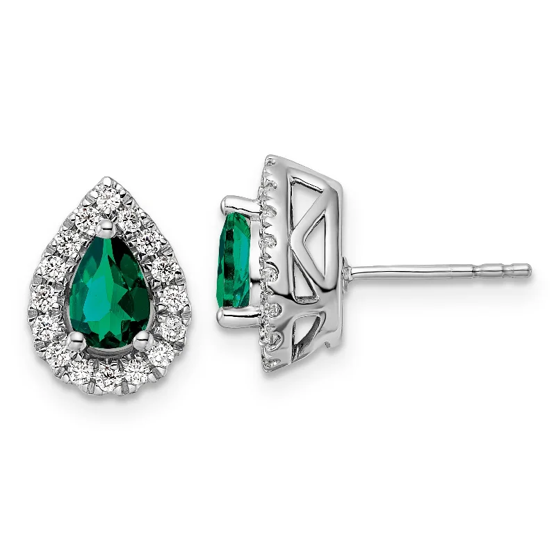 Victorian style earrings-Emerald Diamond Halo Earrings