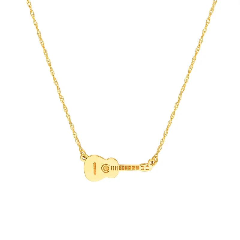 Organic woven necklaces-14K Yellow Gold So You Guitar Necklace