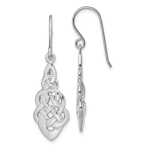 Vivid gem earrings-Sterling Silver Celtic Knot Dangle Earrings